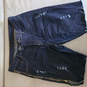 High Waisted Long Jeans Shorts